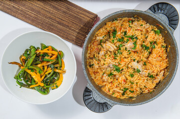 bowl full of rice isolated on white background