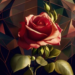 Rose geometric texture low polygon Generative AI