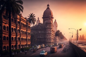  illustration of  cityscape , inspired from Mumbai urban city - obrazy, fototapety, plakaty