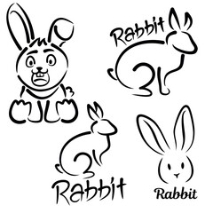 Set of rabbits. Vector illustration on a white background.
