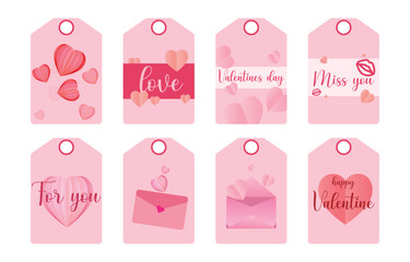 Set Valentine's day cards. Hand written greeting for February 14 gift tags, pastel labels or posters collection. Vintage love lettering vector templates backgrounds.