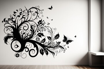 Vector Decorative Wall Stickers, White Background