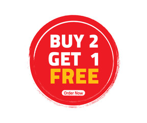 Buy 2 get 1 free red sale label 