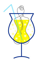 Woman lying in Cocktail  glass on white background. Cocktail bar. Vector Illustration