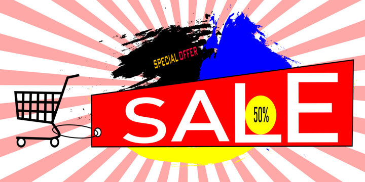 Sale poster with percent discount. Sale Shopping banner