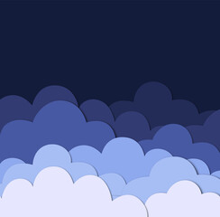 Vector blue background with clouds. Illustration.