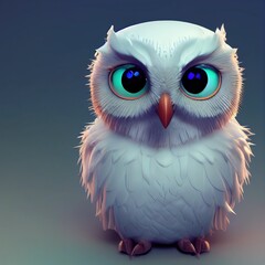 Fototapeta premium Cute Snow Owl (Generative AI)