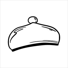 Beret. Warm winter clothes. Vector illustration in sketch style. Headdress.
