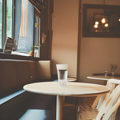 窓のある明るい店内のカフェ, Generative, AI
