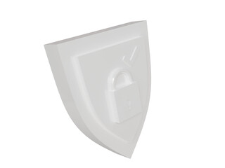 Protection enabled white symbol. 3d render.