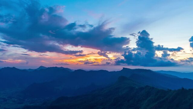 Phu chi fa mountains at sunset