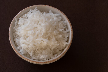 Sweetened Shredded Coconut in a Bowl