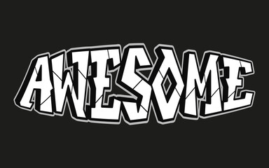 Naklejka na ściany i meble Awesome word trippy psychedelic graffiti style letters.Vector hand drawn doodle cartoon logo Awesome illustration. Funny cool trippy letters, fashion, graffiti style print for t-shirt, poster concept