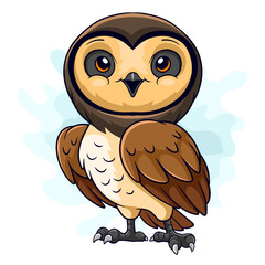 Cartoon funny owl cartoon isolated on white background