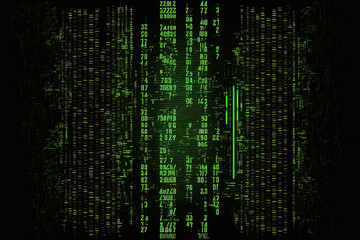 Obraz premium technology matrix background green data code abstract digits on black cyberpunk. Generative AI