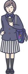 制服の女子高生全身イラスト