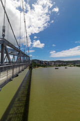 prédios forte e a sombra da ponte e dos carros da ponte Hercílio luz de Florianopolis Santa Catarina Brasil Florianópolis