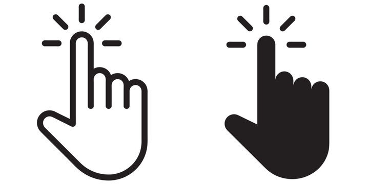 ofvs275 OutlineFilledVectorSign ofvs - cursor vector icon . click sign . pointing hand symbol . mouse pointer . isolated transparent . black outline and filled version . AI 10 / EPS 10 / PNG . g11615