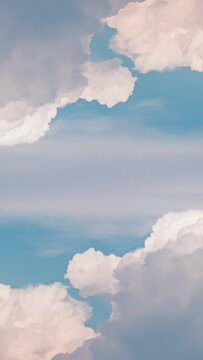 Flight through the clouds of paradise 4k timelapse Vertical video