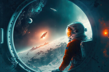 Astronaut in space Illusions. sketch art for artist creativity and inspiration. generative AI	
