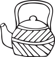 kettle doodle icon vector hand drawing