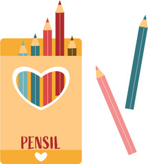 back to school, set of colored pencils, colored pencils PNG