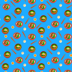 Beautiful Classic Japanese Seamless Pattern, food vector illustration sushi texture