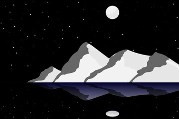 vector moon night landscape
