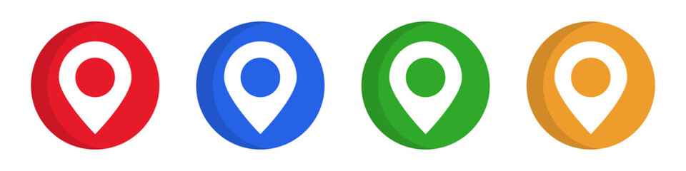 Modern round map pin icon set. gps and location. Vector.