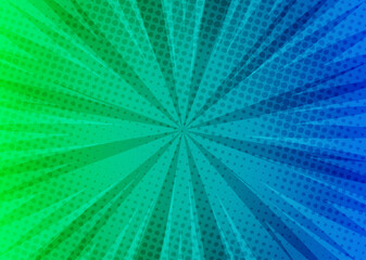 comic green and blue background.

