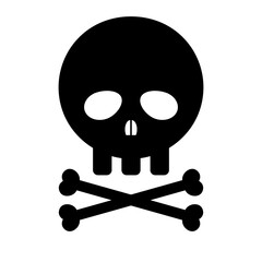 Skull and bones silhouette icon. Pirate skull. Poison. Vector.