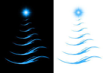 Fototapeta na wymiar christmas tree with blue flame wave fire illustration 