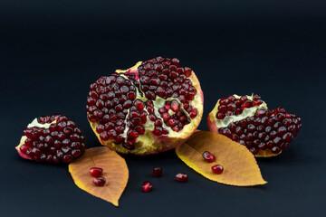 pomegranate on a black background