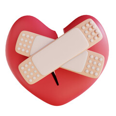 3D illustration broken hearted
