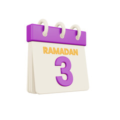 ramadan calendar number 3 isolated template 3d illustration