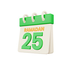 ramadan calendar number 25 isolated template 3d illustration