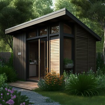 Modern Garden Shed With Metal And Wood