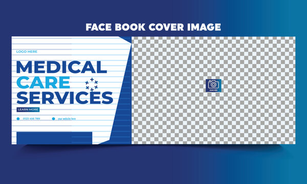 Editable medical healthcare Facebook cover image and web banner template	