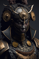 portrait of a samurai in magnificent armor illustration, generated by AI