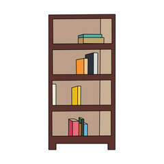 Interior, shelf with books, wardrobe. Vector stock illustration eps 10.