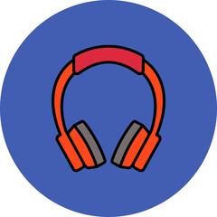 Headphones Multicolor Circle Filled Line Icon