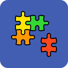 Puzzle Multicolor Round Corner Filled Line Icon