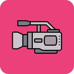 Video Camera Multicolor Round Corner Filled Line Icon