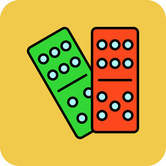 Domino Multicolor Round Corner Filled Line Icon