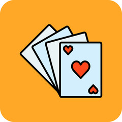 Playing Cards Multicolor Round Corner Filled Line Icon