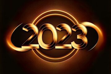 2023, 23, luxury new year: gold on black, beautiful new year, illustration, generated art, ai