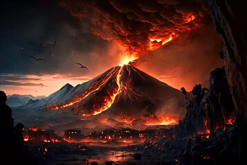 Dreaded Eruption of a Volcano in Pompeii, a Tragedy Unfolds as Homes and Lives are Swept Away.