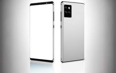 concept smartphone 3D render isolated on a white background with a white screen, mobile mock up, 3D 