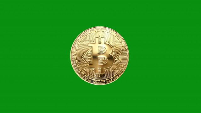 Rotating Golden Bitcoin Seamless Loop with Alpha Channel