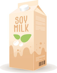 Soy milk carton vector illustration isolated on white